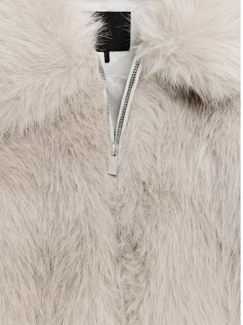 Zara NWT short faux fur zip up coat gray 4391/833 - Picture 4 of 12